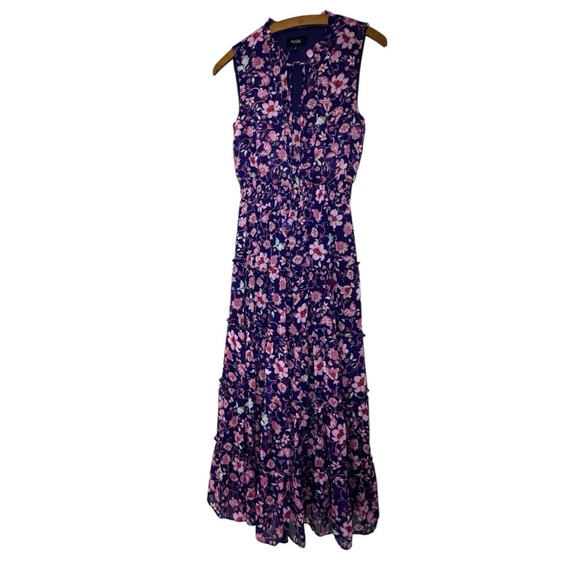 MSK Floral Sleeveless Maxi Dress - Purple and Pink with Elastic Waist and Lining - Picture 1 of 11